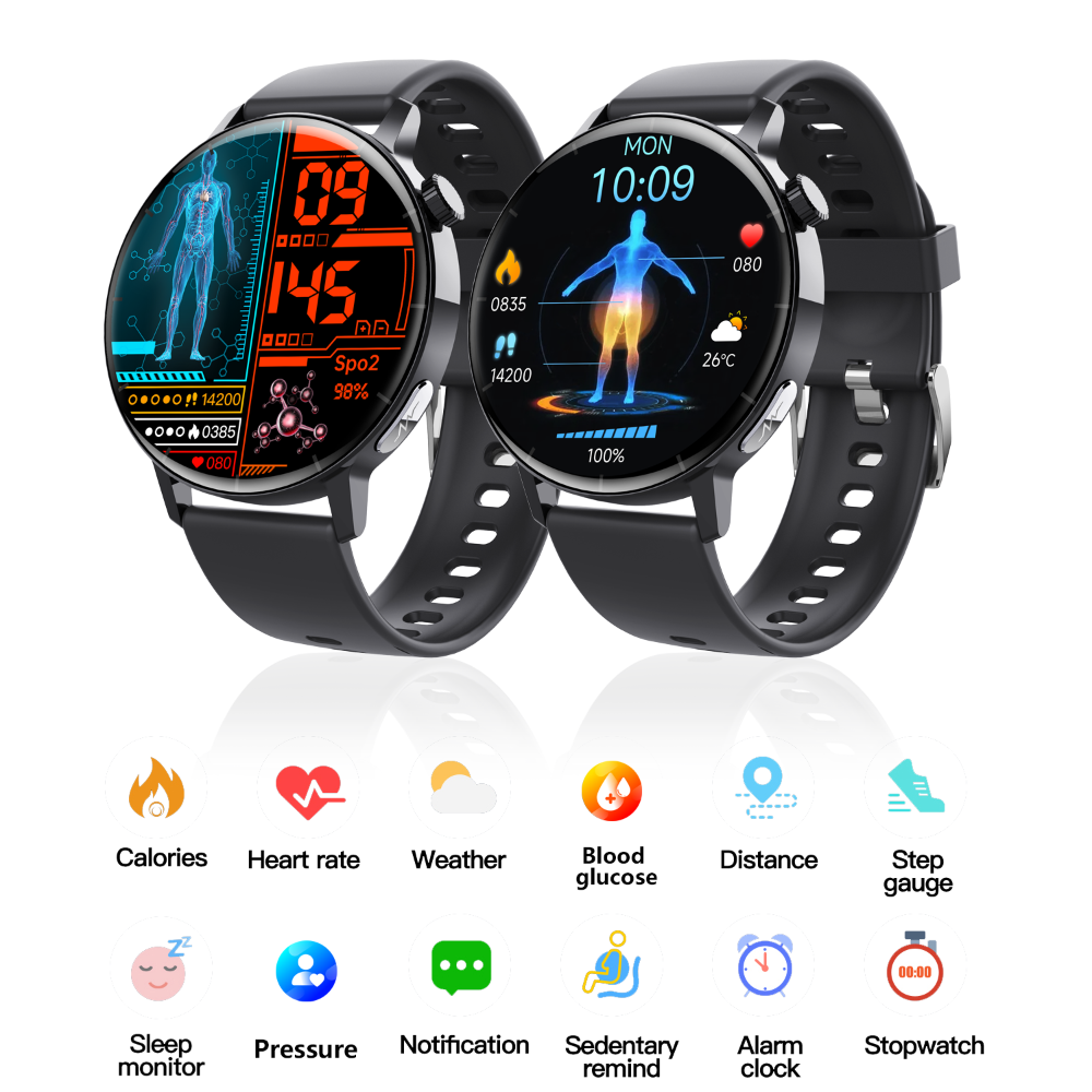 ECG Smart Health Watch — Blood Glucose & Heart Rate Monitor