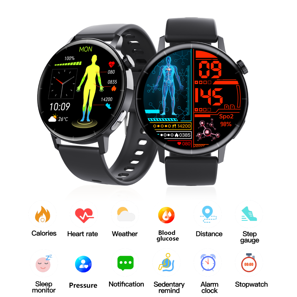 ECG Smart Health Watch — Blood Glucose & Heart Rate Monitor