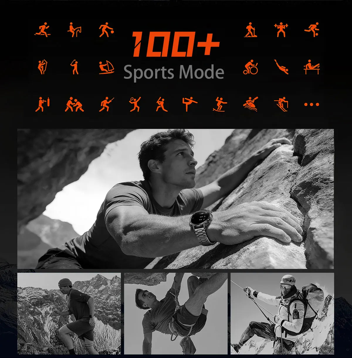 Newly Durable 1400mAh Large Battery Smart Watch Men 1.7" HD Screen IP68K Waterproof LED Flashlight Sports BT Call Smart Bracelet