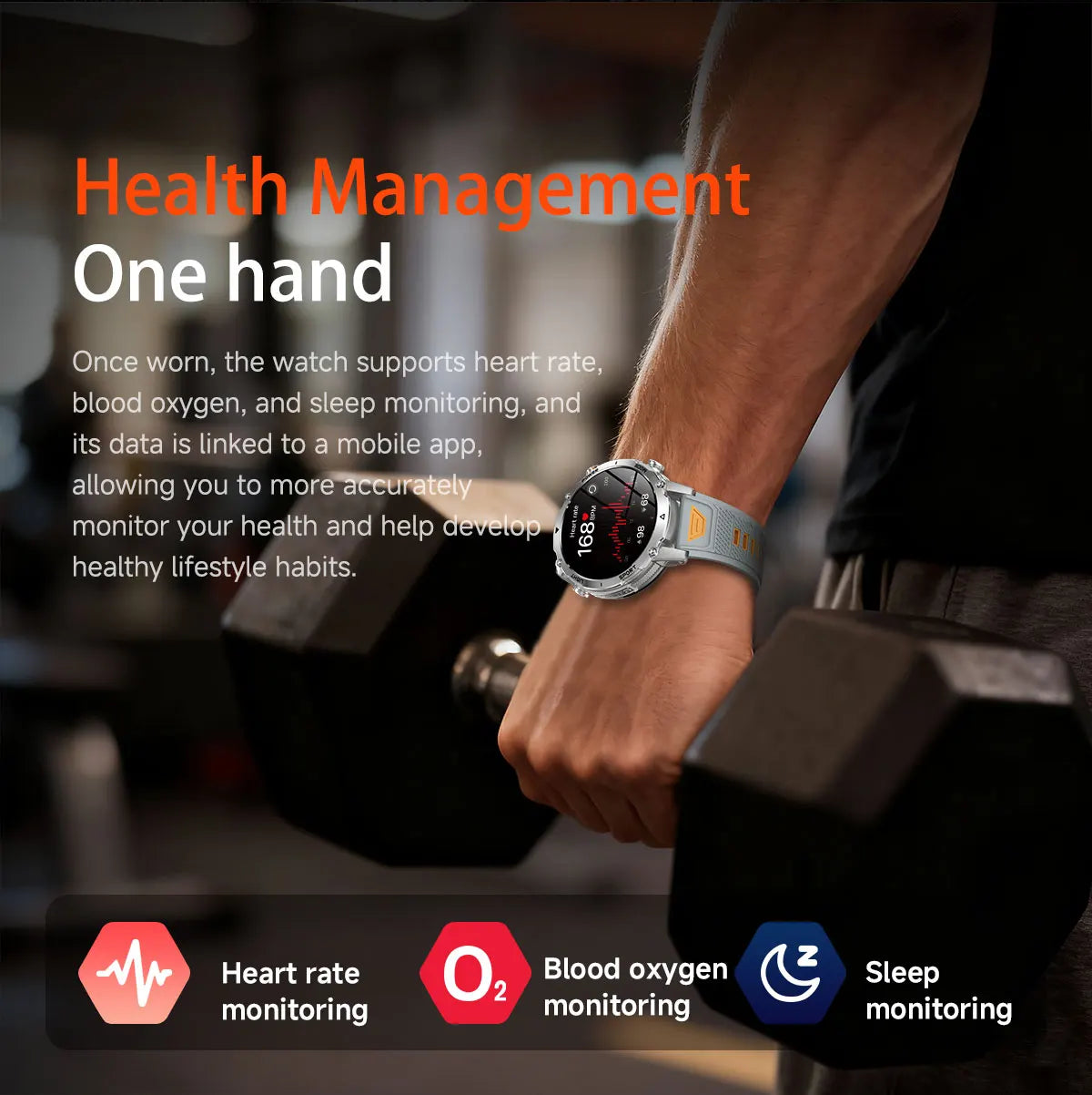 Newly Durable 1400mAh Large Battery Smart Watch Men 1.7" HD Screen IP68K Waterproof LED Flashlight Sports BT Call Smart Bracelet