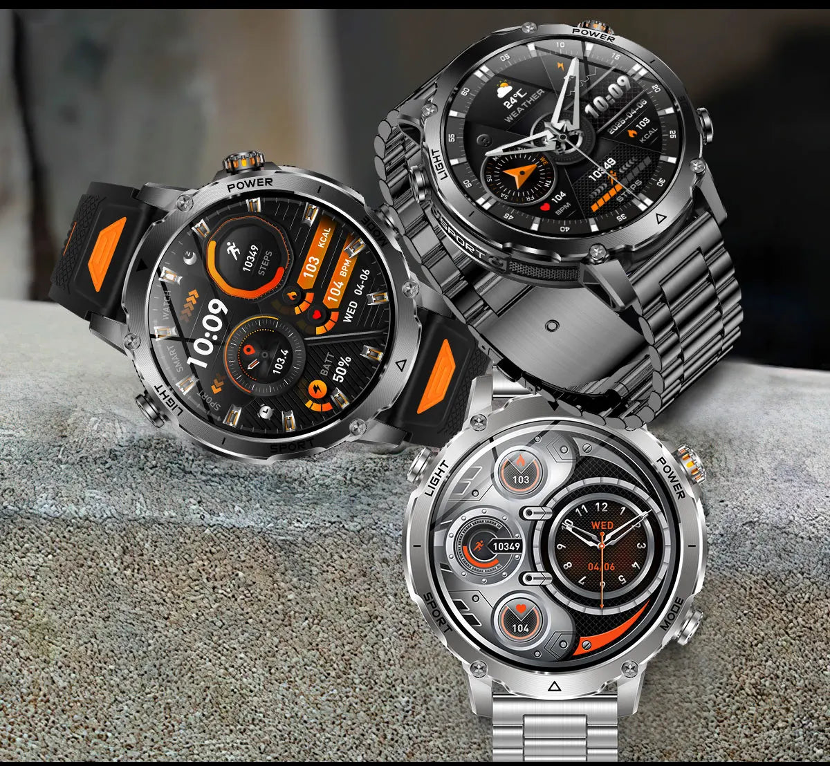 Newly Durable 1400mAh Large Battery Smart Watch Men 1.7" HD Screen IP68K Waterproof LED Flashlight Sports BT Call Smart Bracelet