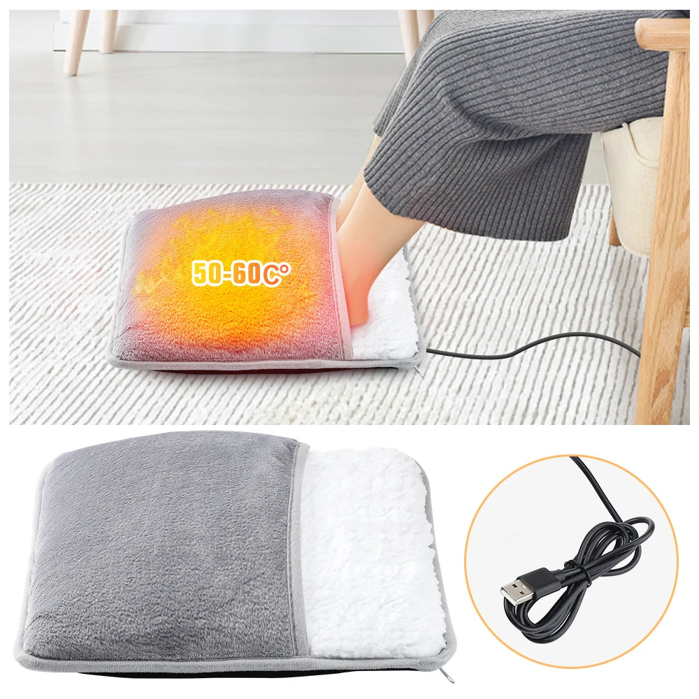 Electric USB Foot Heating Pad – Soft Plush Washable Foot Warmer