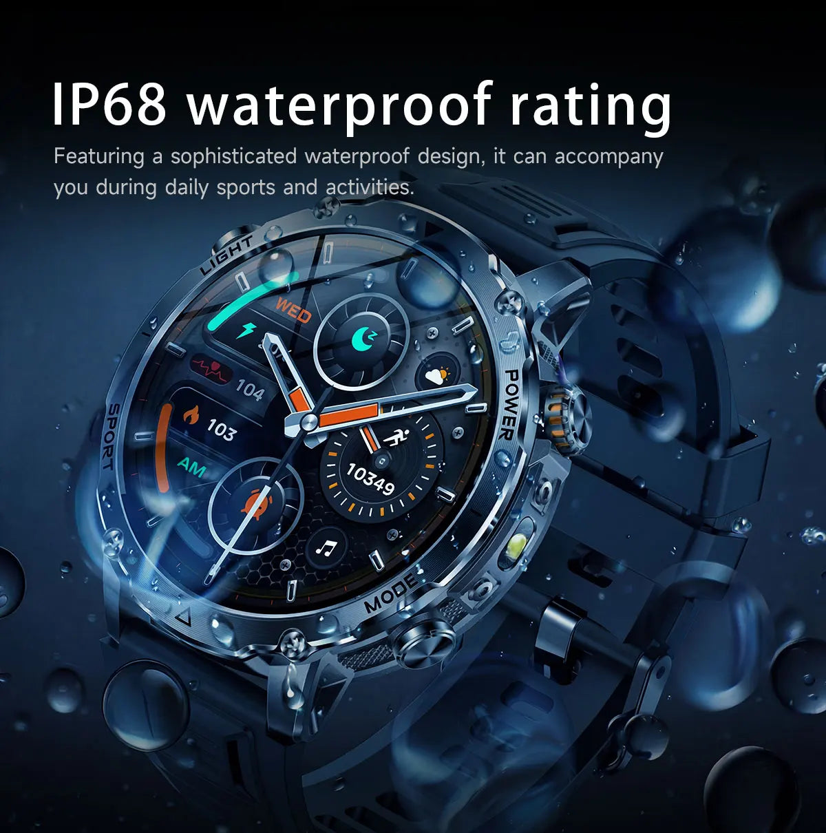 Newly Durable 1400mAh Large Battery Smart Watch Men 1.7" HD Screen IP68K Waterproof LED Flashlight Sports BT Call Smart Bracelet