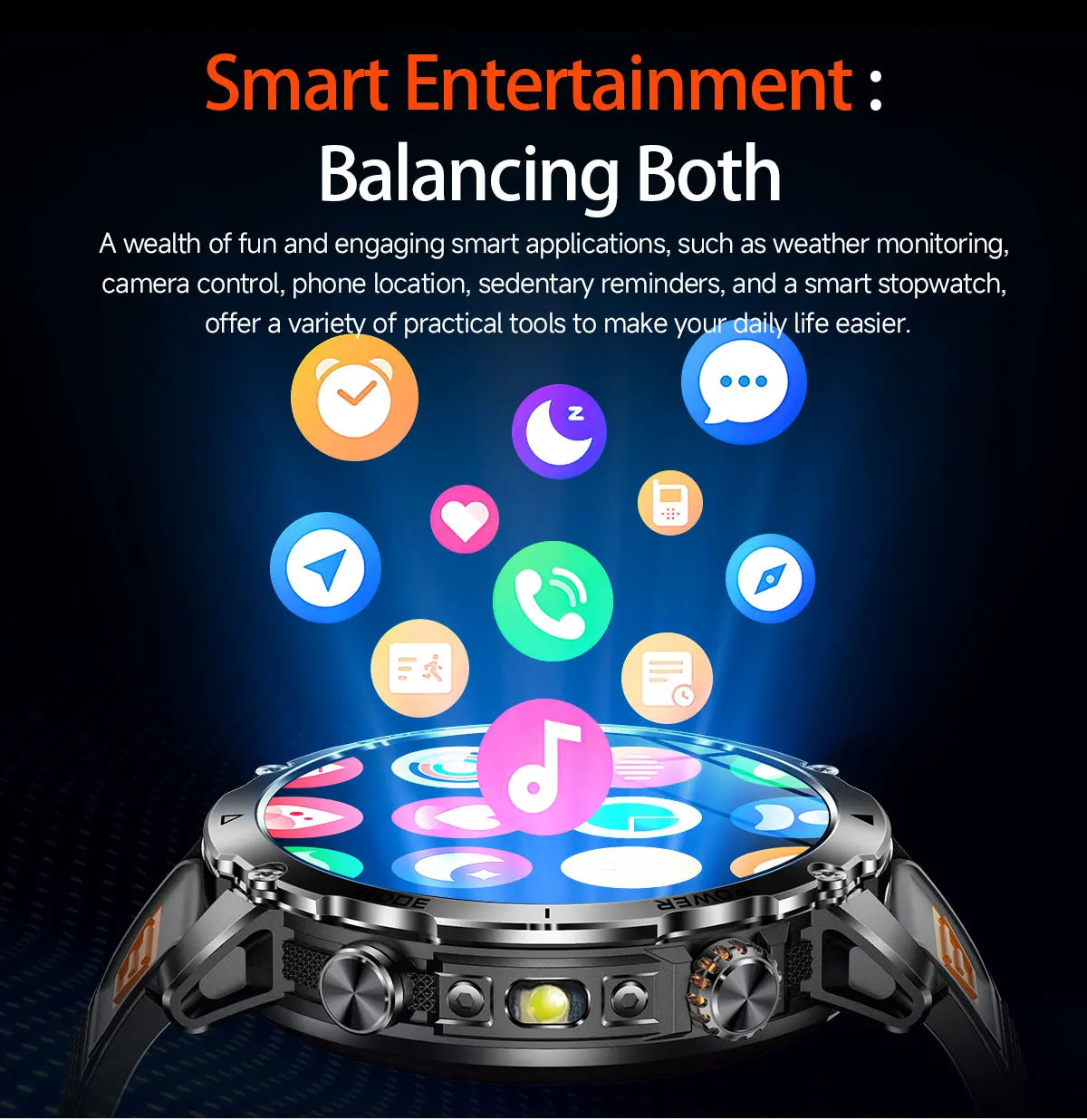 Newly Durable 1400mAh Large Battery Smart Watch Men 1.7" HD Screen IP68K Waterproof LED Flashlight Sports BT Call Smart Bracelet